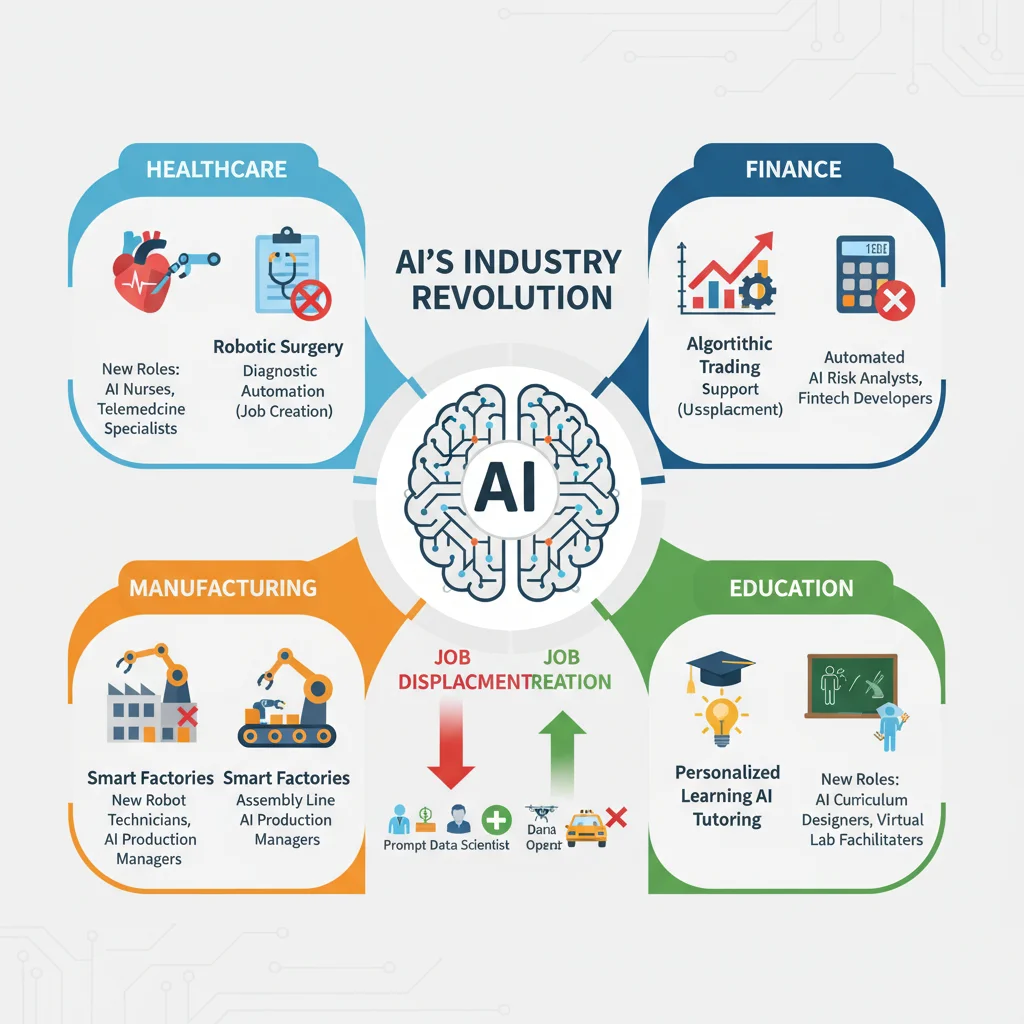AI impact across diverse industries infographic