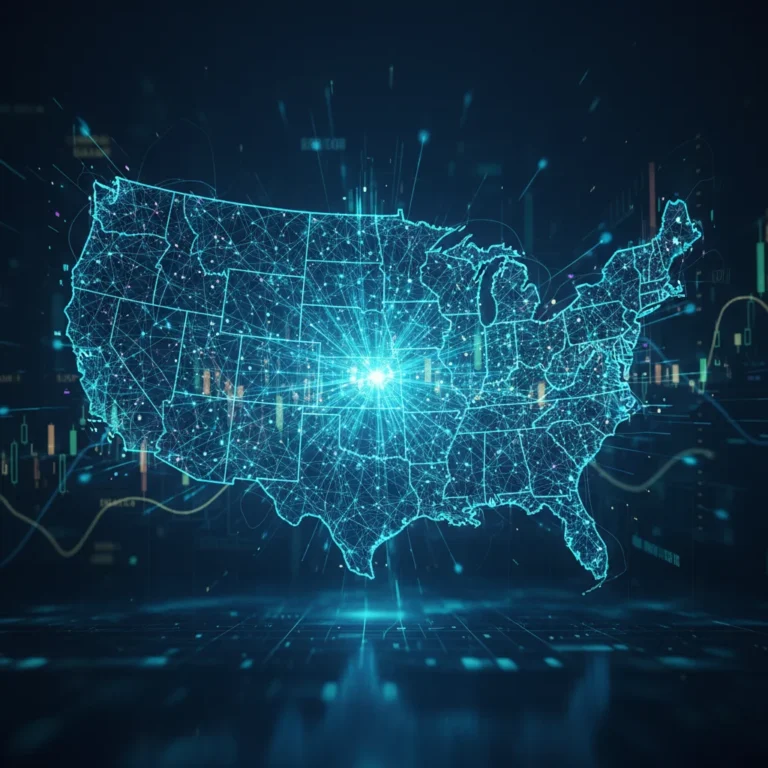 AI integration reshaping US industries, futuristic digital network over USA map