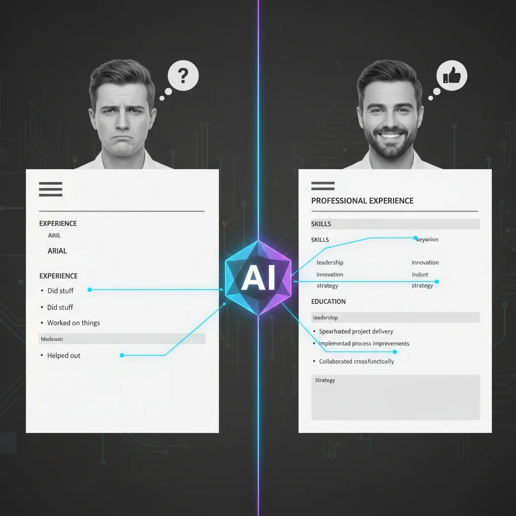Before and after comparison of AI-optimized resume, highlighting improvements and effectiveness.