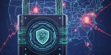 Advanced digital padlock protecting U.S. business data from cybersecurity threats in 2026