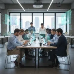 Boost Digital Literacy: Essential Resources for US Professionals 2026 Professionals learning digital skills on laptops and tablets in a modern office