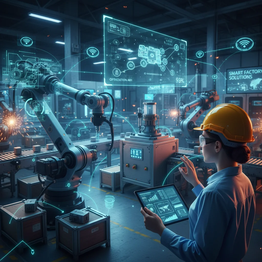 Digital transformation technologies in a smart manufacturing factory