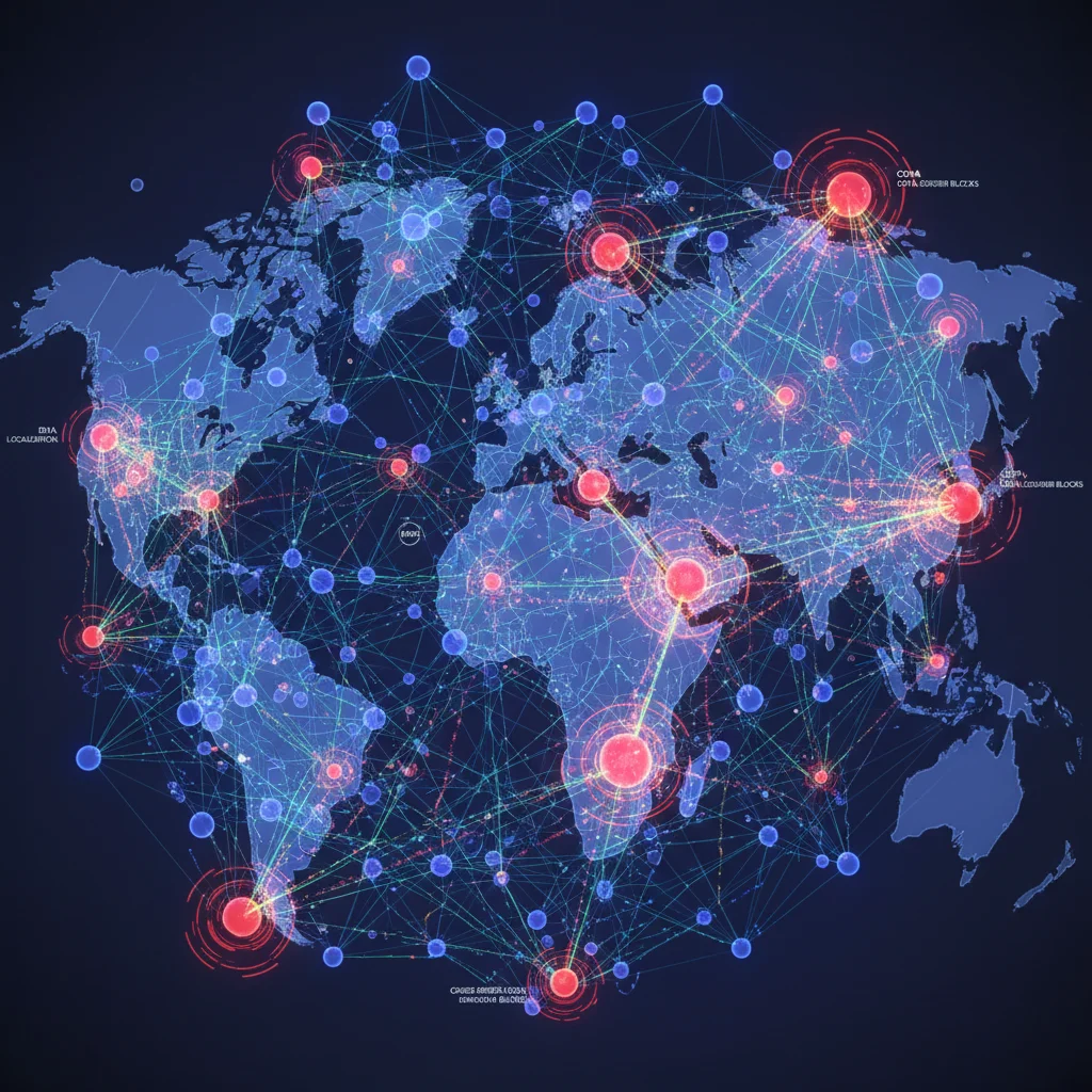 Global data network illustrating cross-border data transfer regulations and complexities.