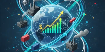 Global economic factors influencing US business strategies, with interconnected world markets