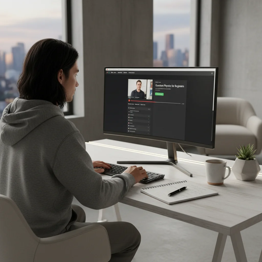 Individual engaging with online government training course