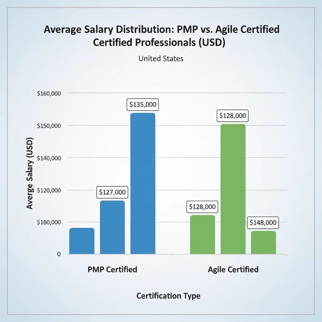 Bar chart comparing average PMP and Agile certification salaries in the US