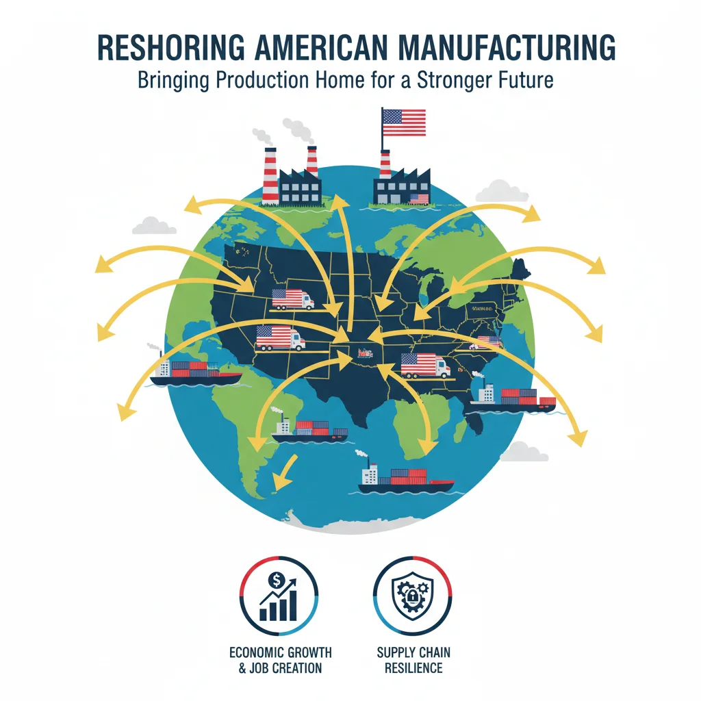 Graphic illustrating manufacturing reshoring efforts to the United States