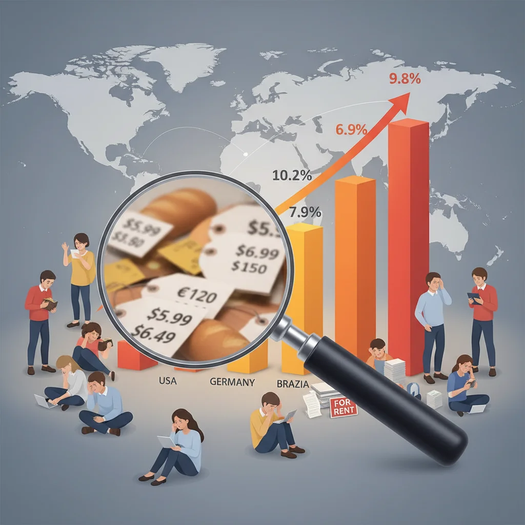 Visualization of rising global inflation rates and their impact on consumer prices