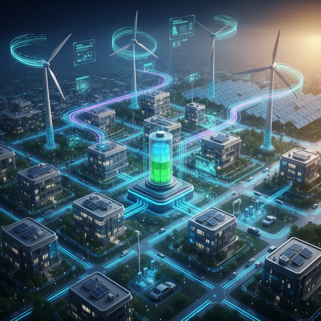 Smart grid infrastructure integrating renewable energy and battery storage