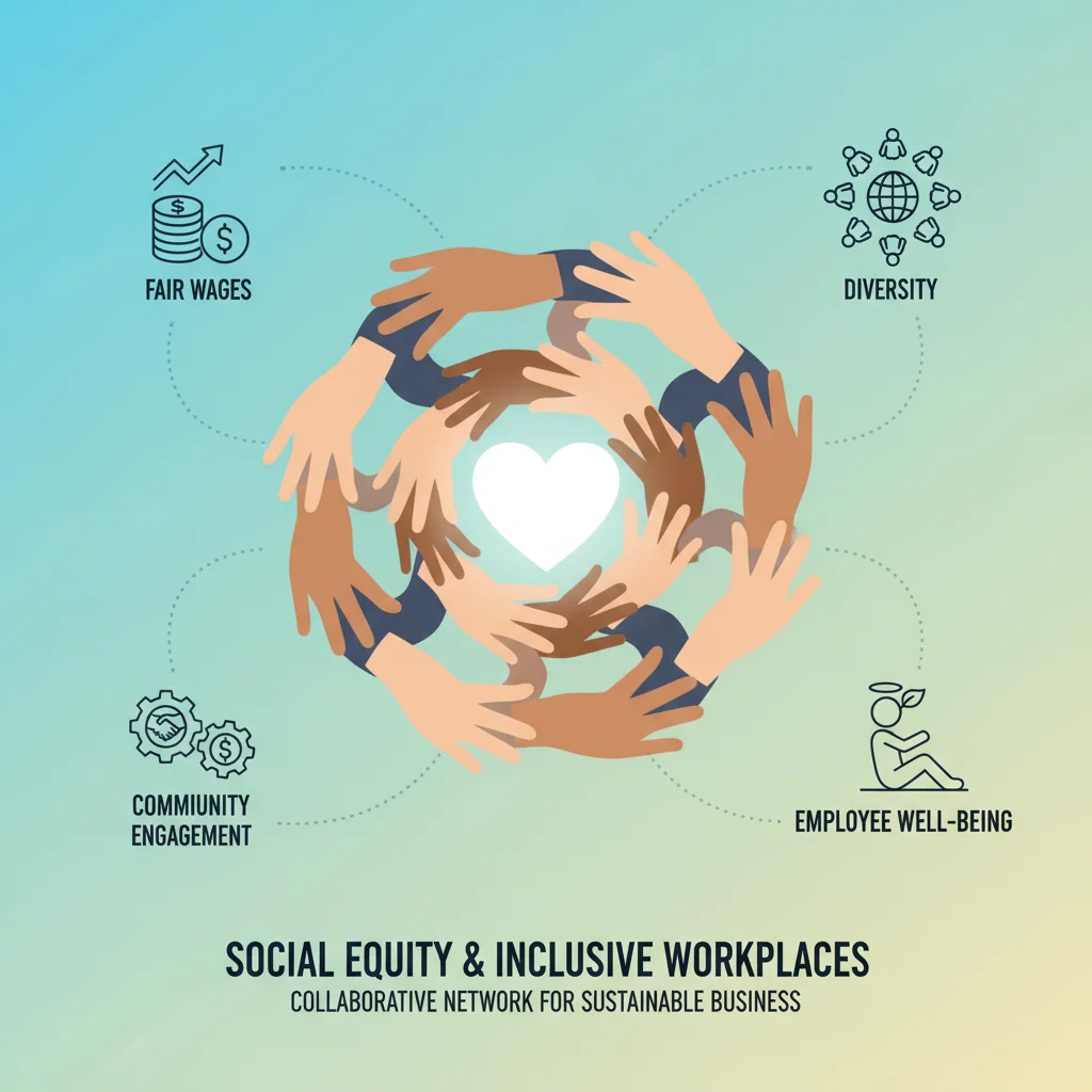 Diverse hands forming a network, symbolizing social equity and inclusive business practices.
