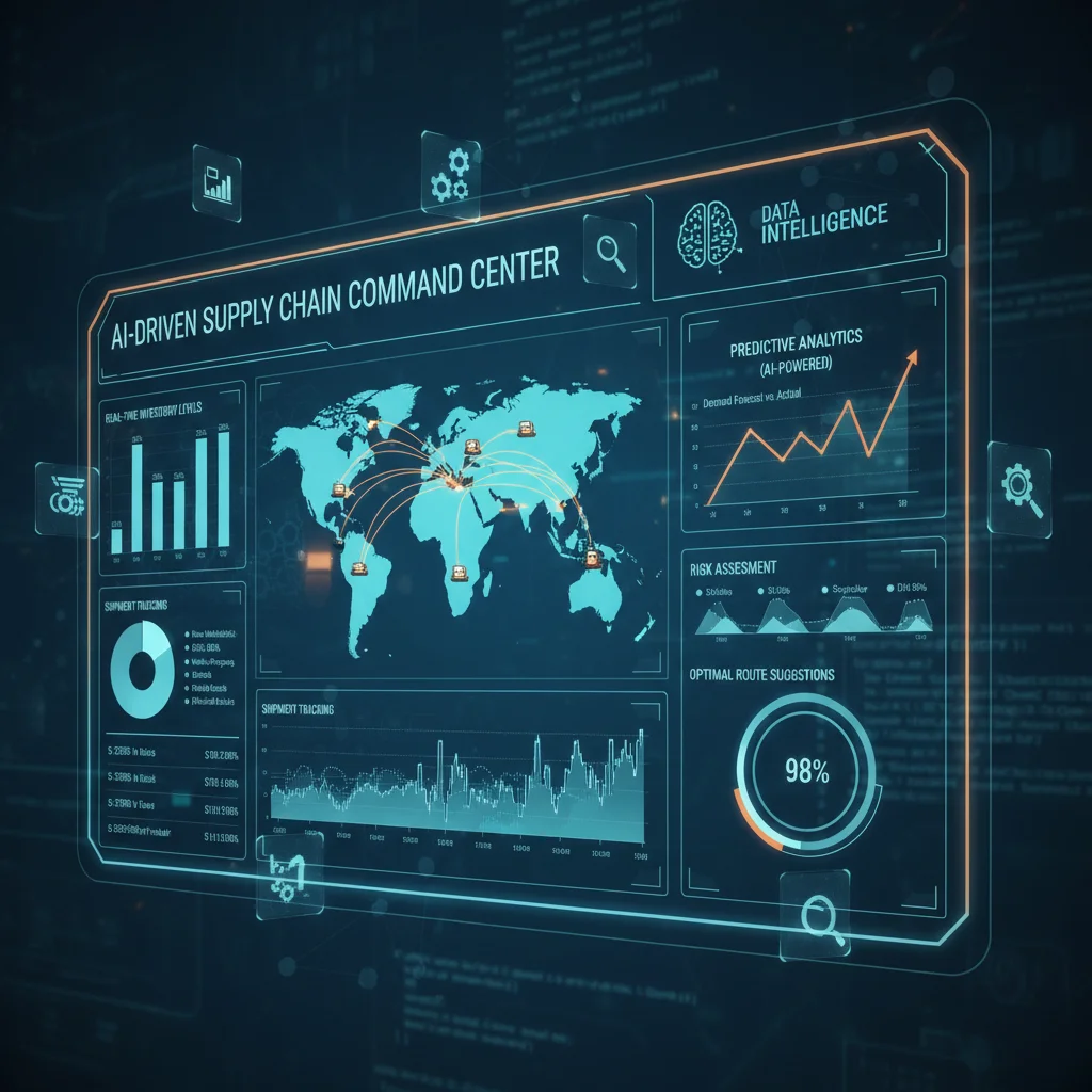 Supply chain analytics dashboard showing real-time data and predictive insights.