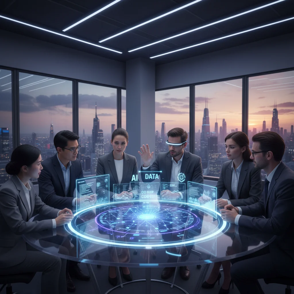 Professionals collaborating on AI and data analytics projects, highlighting tech-driven job growth.