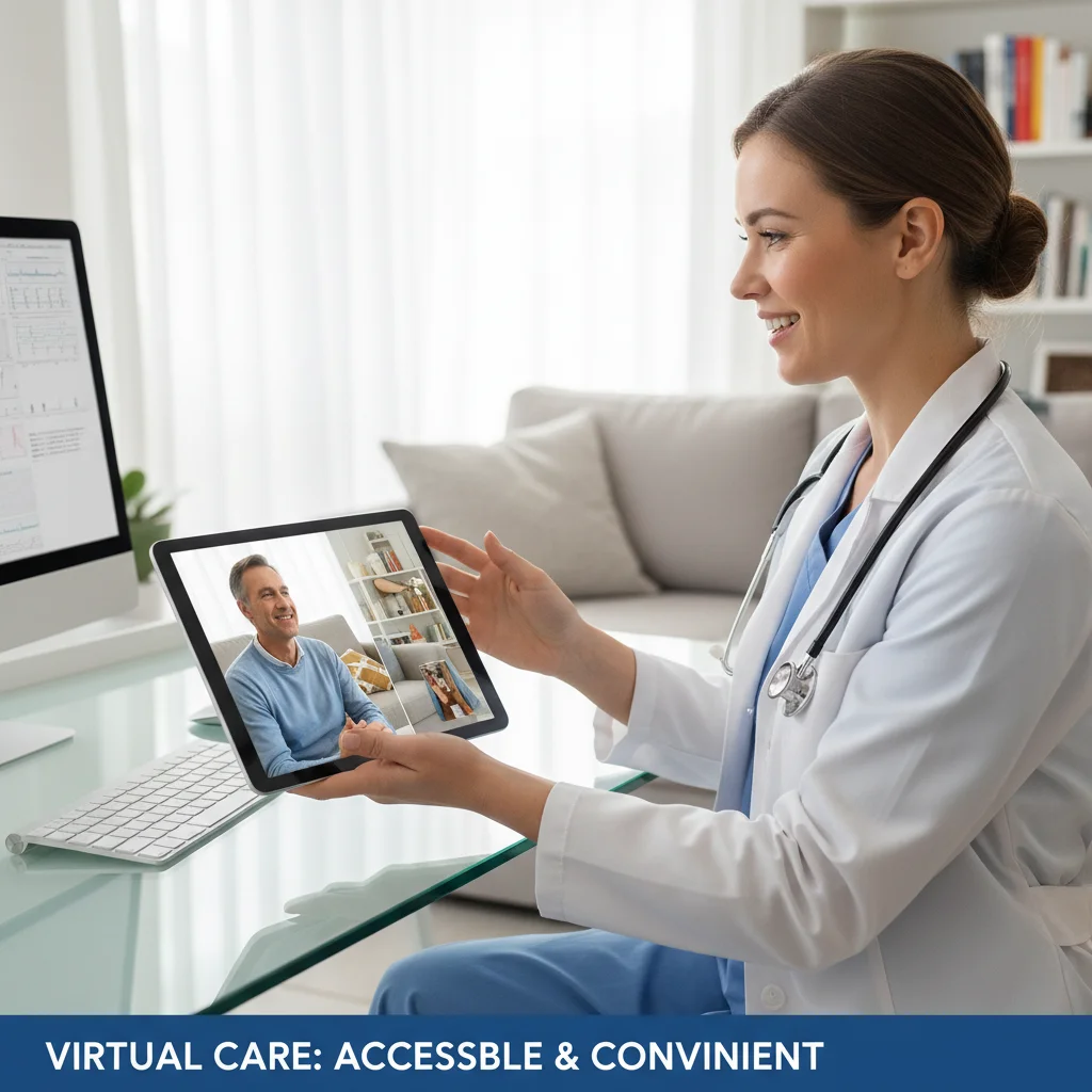 Doctor consulting patient via telehealth on a tablet