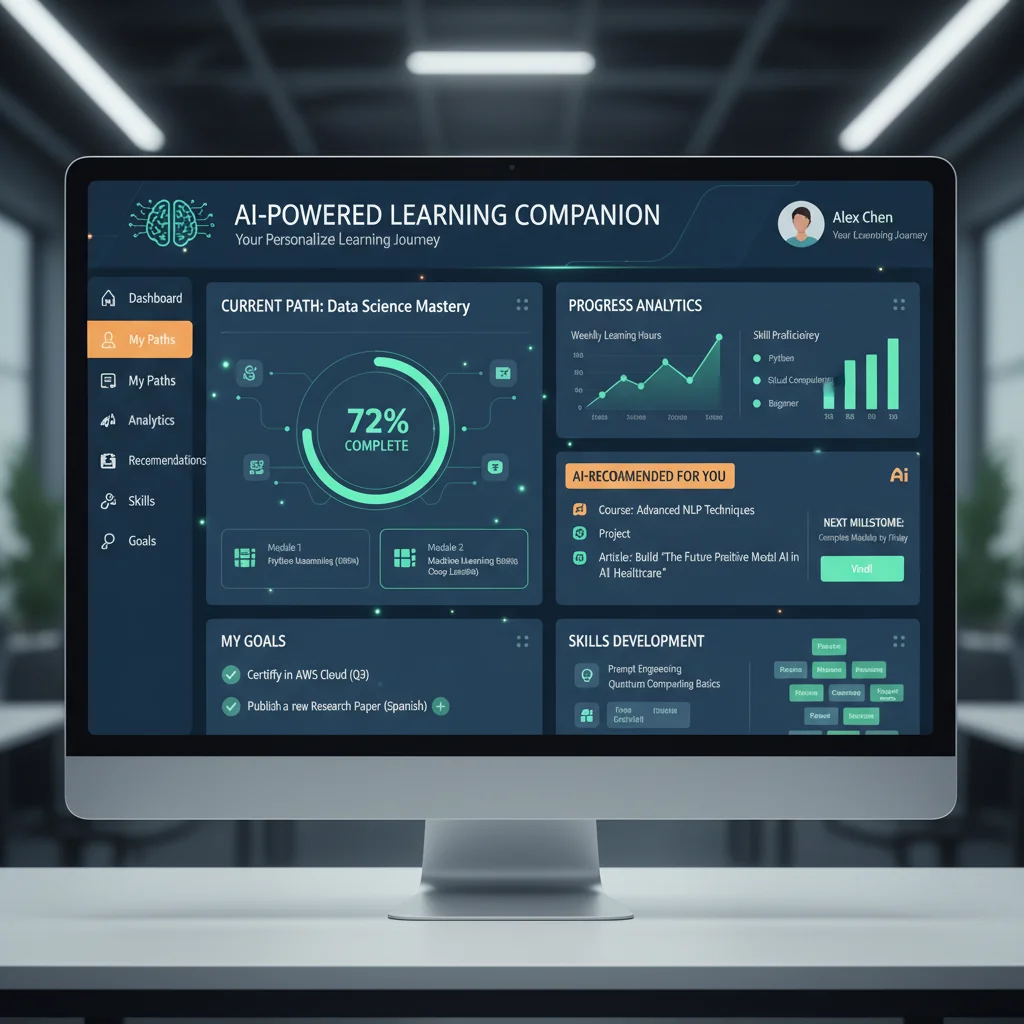 AI-powered dashboard showing personalized learning paths and progress.