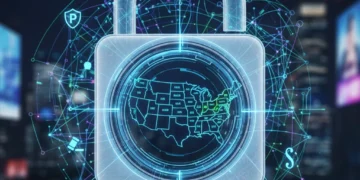 Digital padlock over US map symbolizing data privacy regulations for US tech companies in 2026.