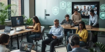 Diverse US learners studying micro-credentials online