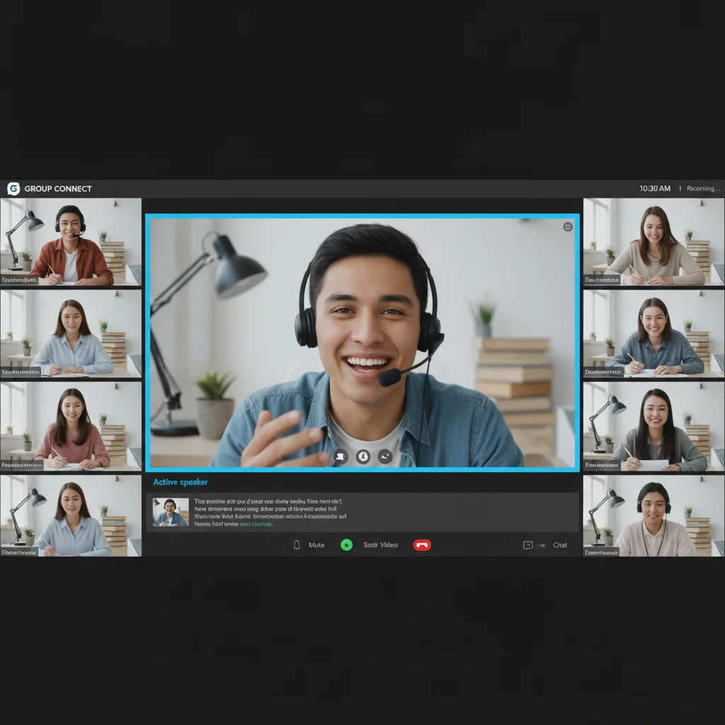 Student actively participating in an online group discussion, showcasing virtual collaboration.