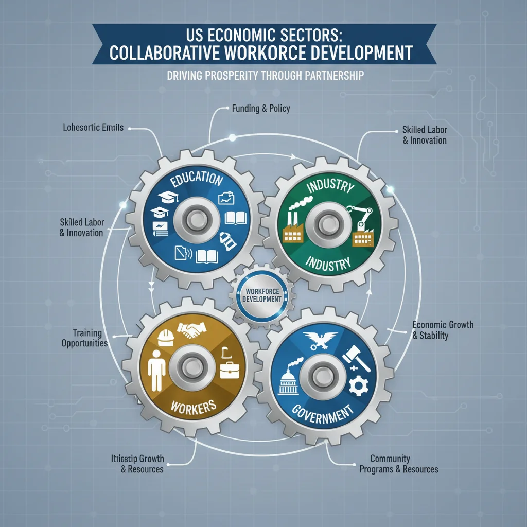 Interconnected sectors collaborating on US workforce development initiatives