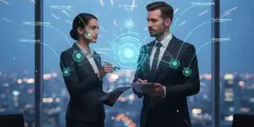 Professionals planning career paths with digital learning modules