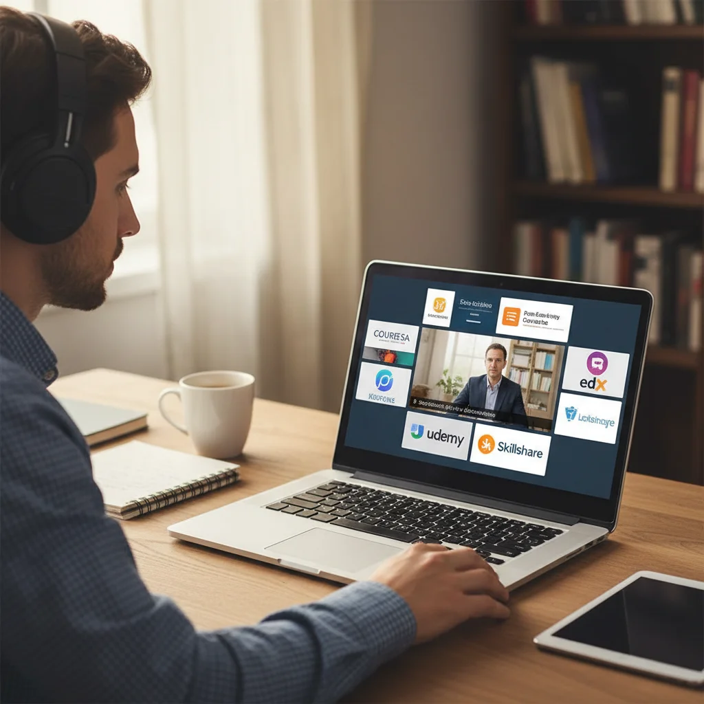 Individual engaged in online soft skills training