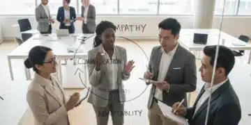 Professionals collaborating, demonstrating soft skills in action