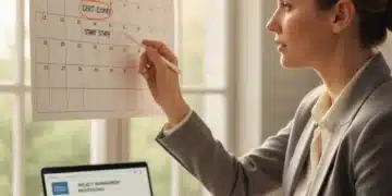 Professional looking at calendar for certification renewal deadline