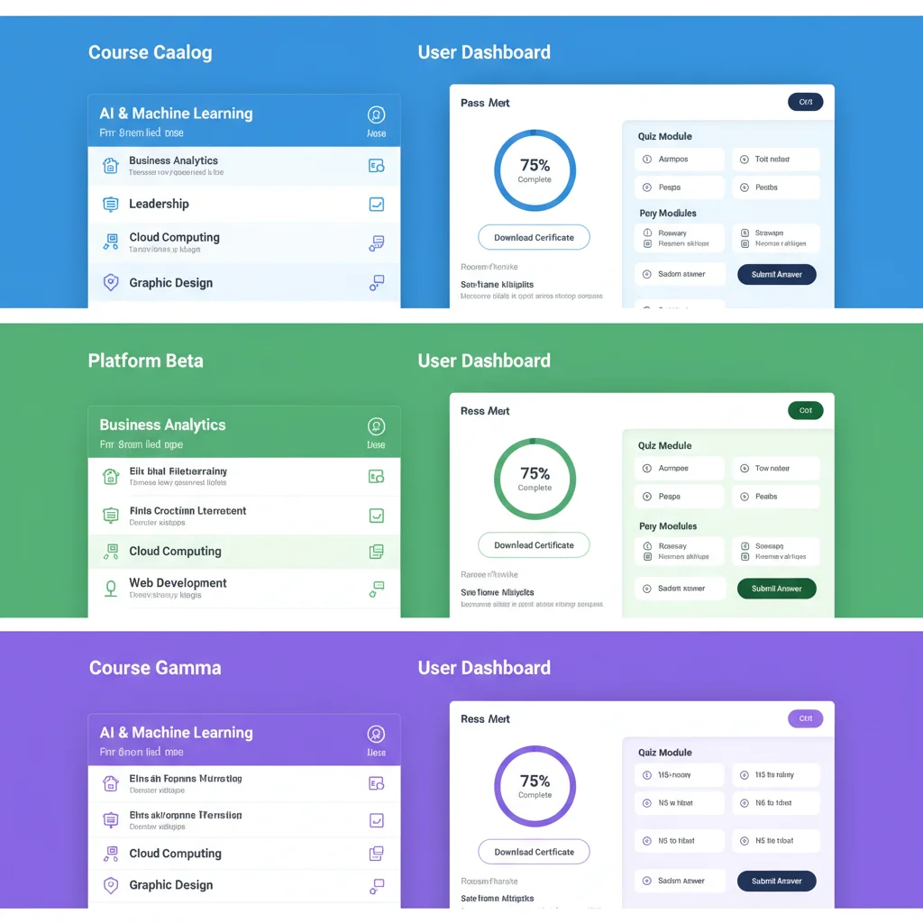 Comparison of e-learning platform features and course catalogs