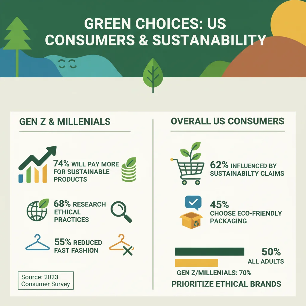 Infographic on sustainable product purchases and ethical brand preferences