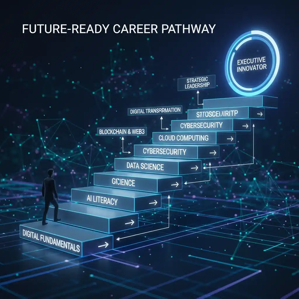 Career growth chart showing progression through various digital skills.
