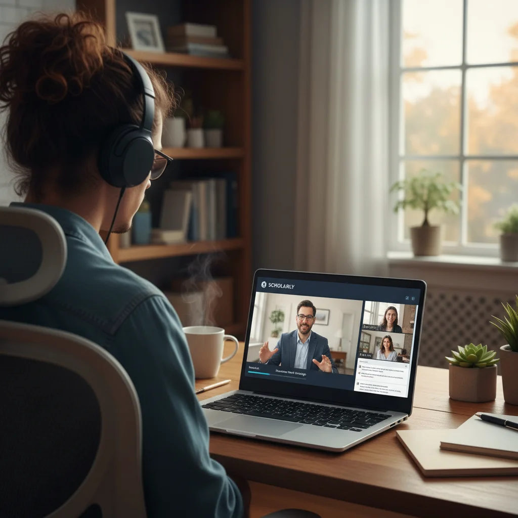 Individual engaging in an online course for affordable education
