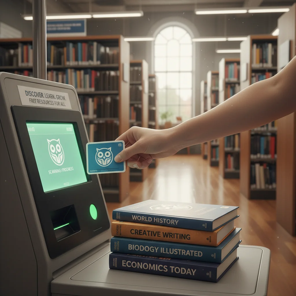 Public library card scanning for free educational books