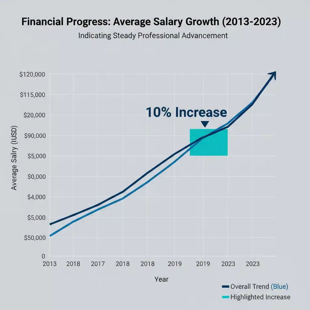 Graph illustrating a 10% salary increase over a timeline