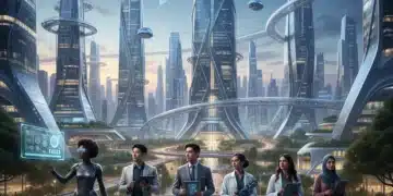 Futuristic cityscape representing U.S. economic growth and career opportunities in 2026